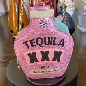 Pink Glitter Tequila Bottle Bag